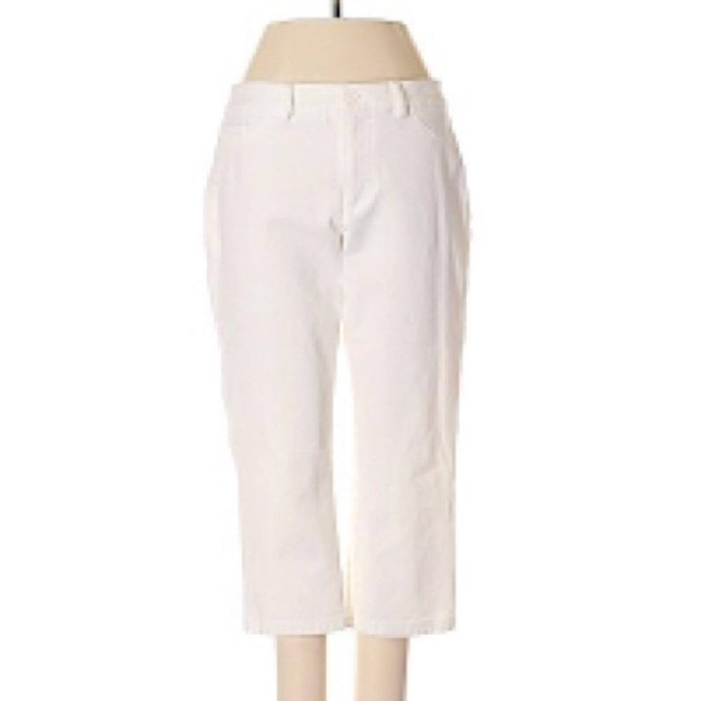 Peace of Cloth 2 white mid rise cotton blend cropped‎ capri jeans